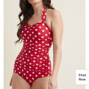 ModCloth red polka dot one piece swimsuit